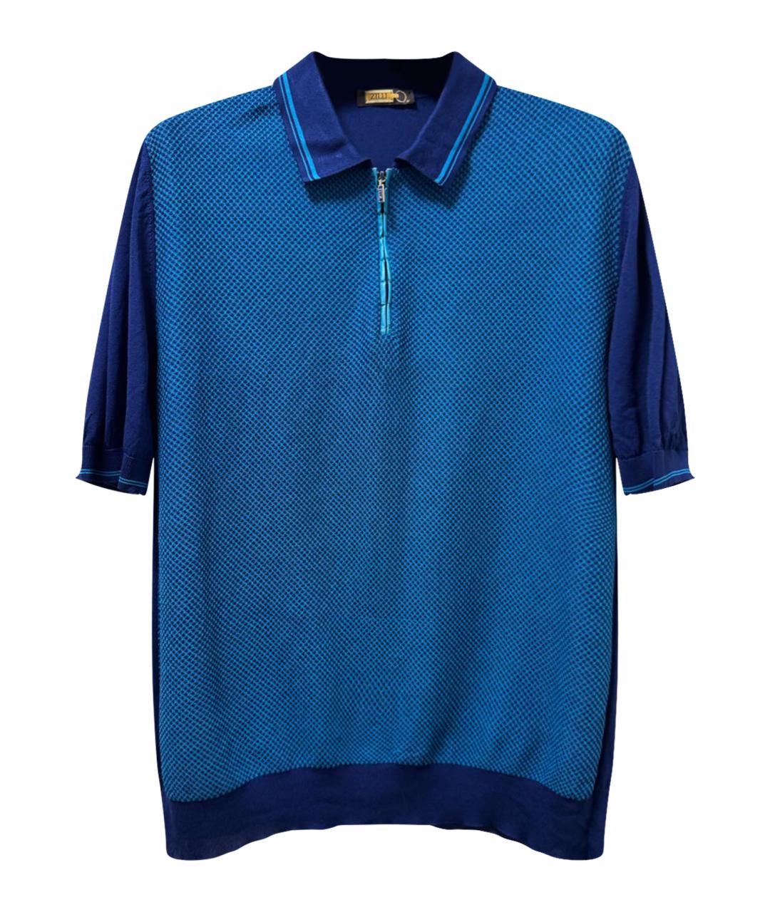ZILLI Синее поло с коротким рукавом, фото 1