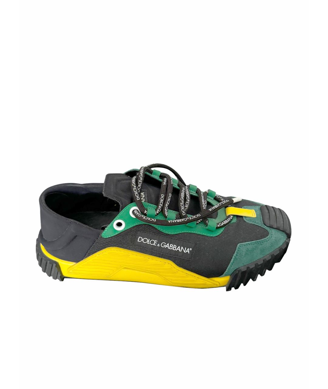 DOLCE&GABBANA Зеленые текстильные низкие кроссовки / кеды, фото 1