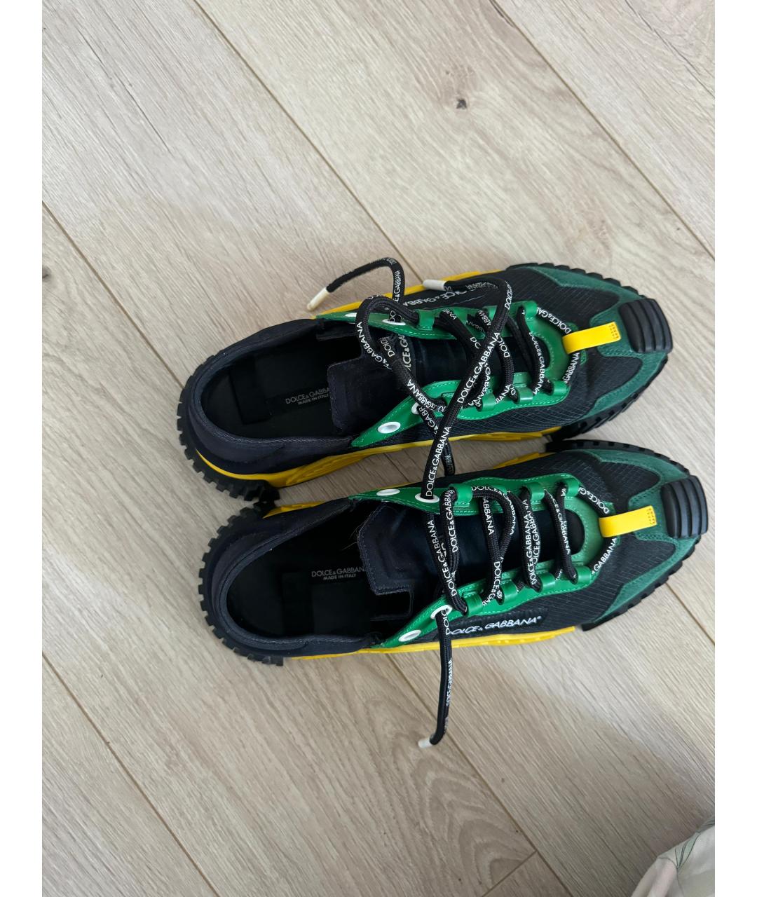 DOLCE&GABBANA Зеленые текстильные низкие кроссовки / кеды, фото 2