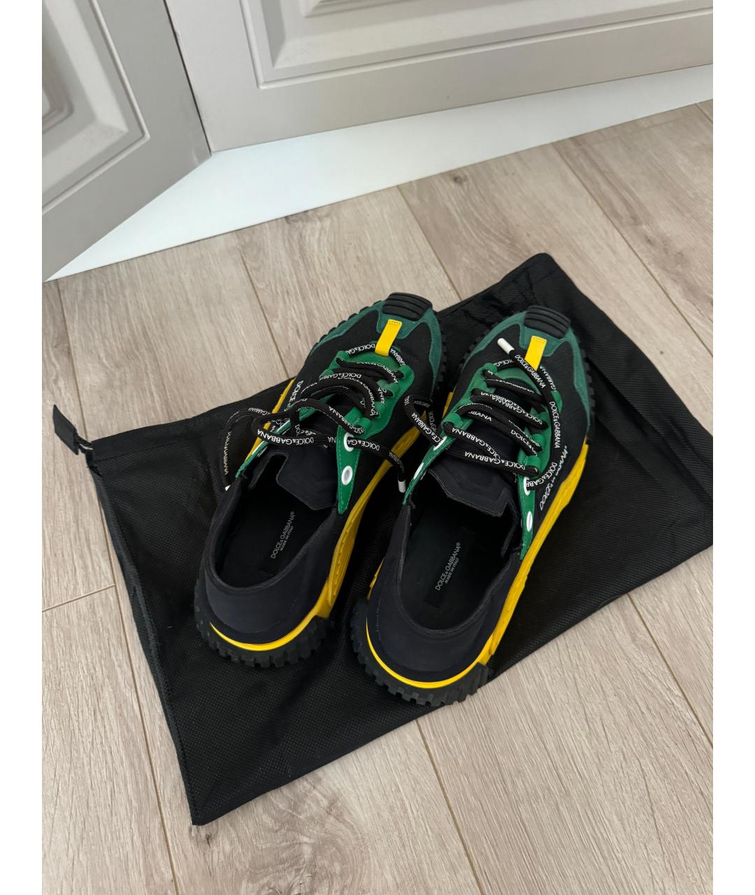 DOLCE&GABBANA Зеленые текстильные низкие кроссовки / кеды, фото 3