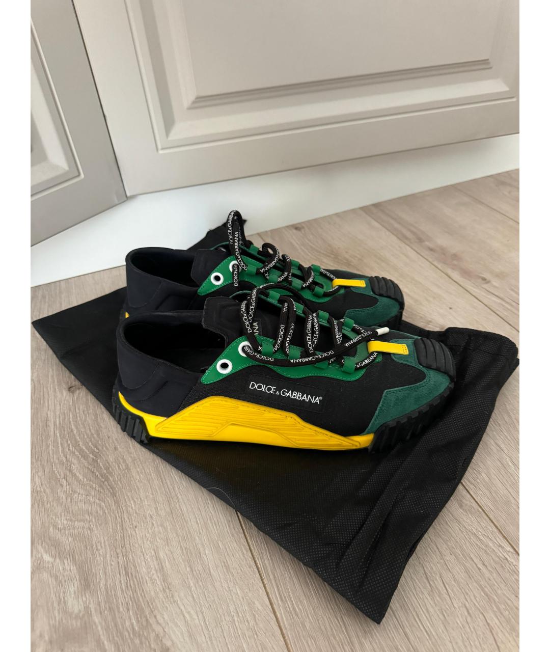 DOLCE&GABBANA Зеленые текстильные низкие кроссовки / кеды, фото 5