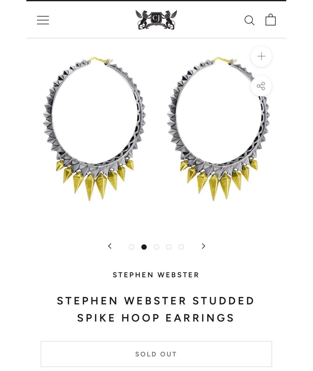 STEPHEN WEBSTER Антрацитовые серебряные серьги, фото 9