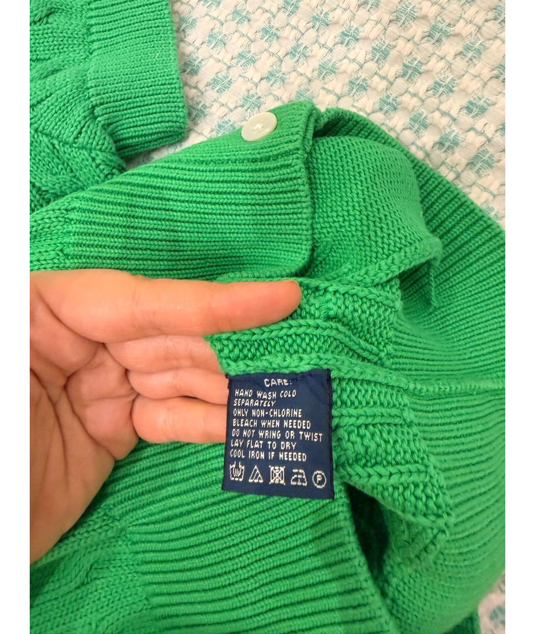 RALPH LAUREN Зеленый хлопковый кардиган, фото 4