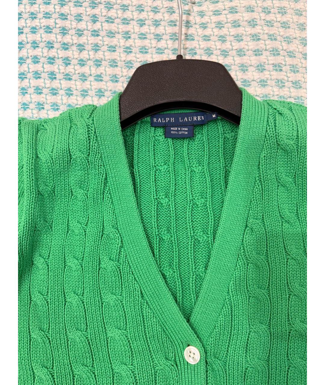 RALPH LAUREN Зеленый хлопковый кардиган, фото 2