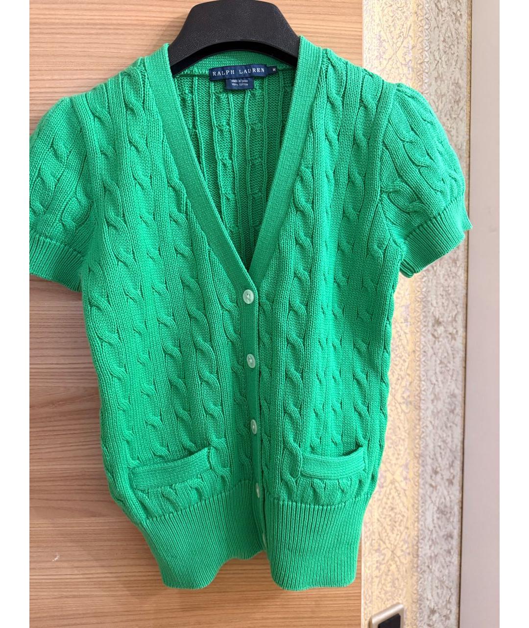 RALPH LAUREN Зеленый хлопковый кардиган, фото 6