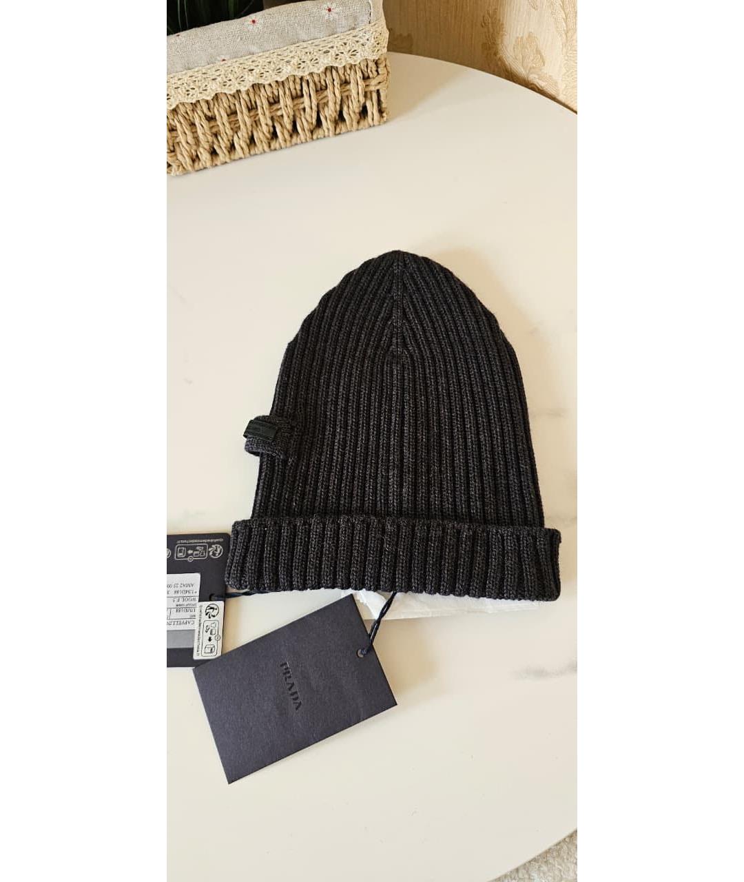 PRADA Черная шерстяная шапка, фото 5