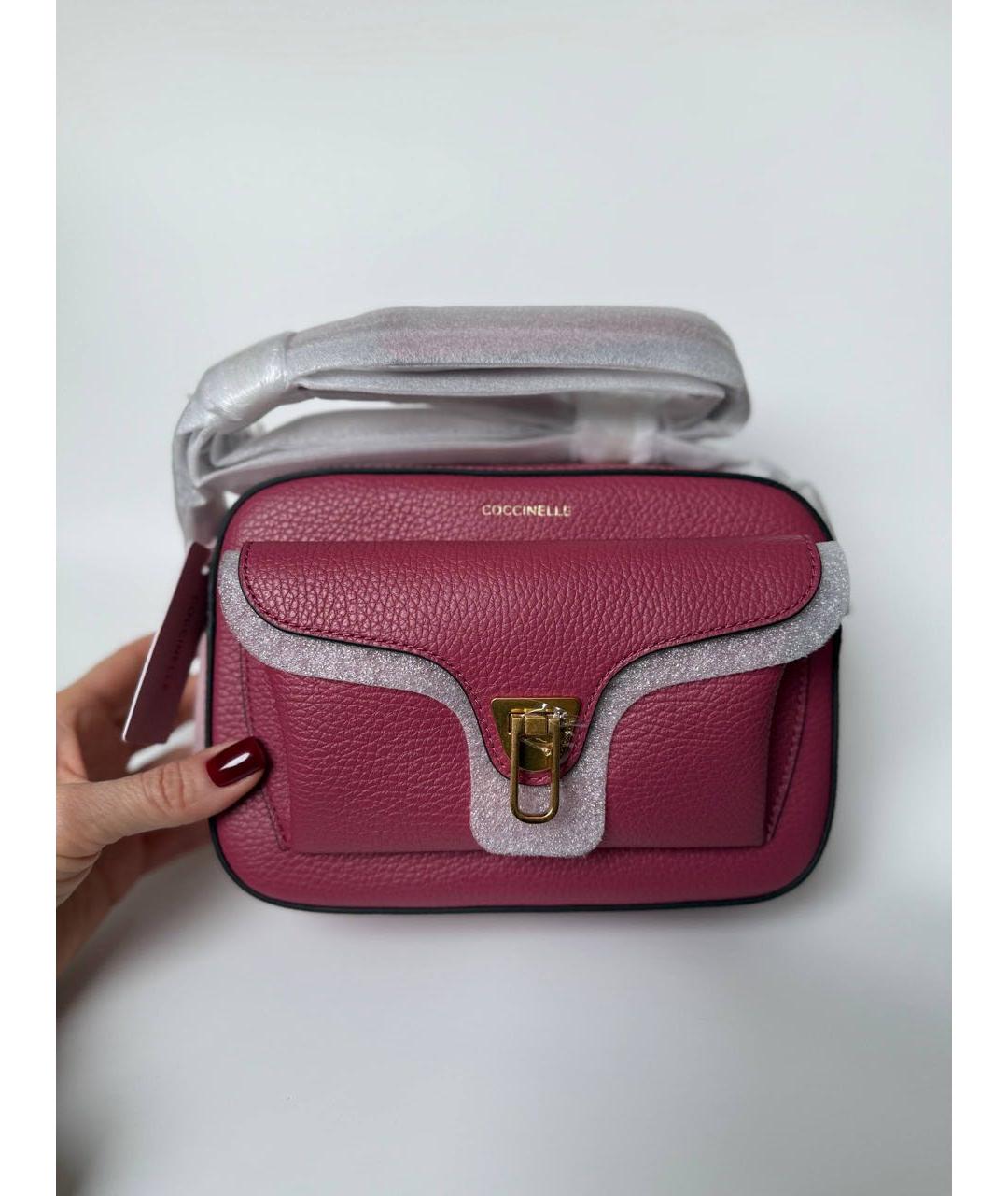 COCCINELLE Бордовая кожаная сумка через плечо, фото 5