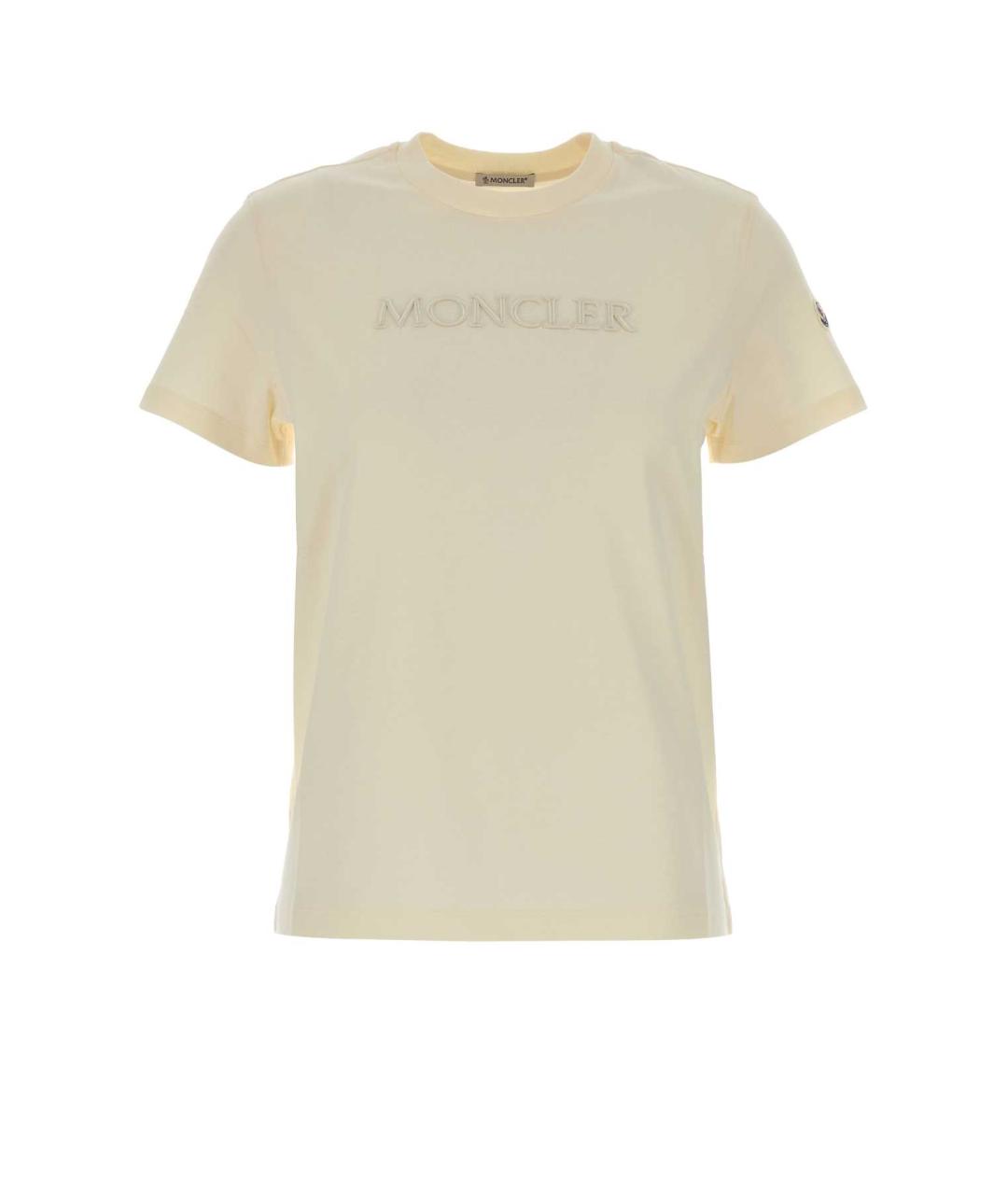 MONCLER Бежевая хлопковая футболка, фото 1