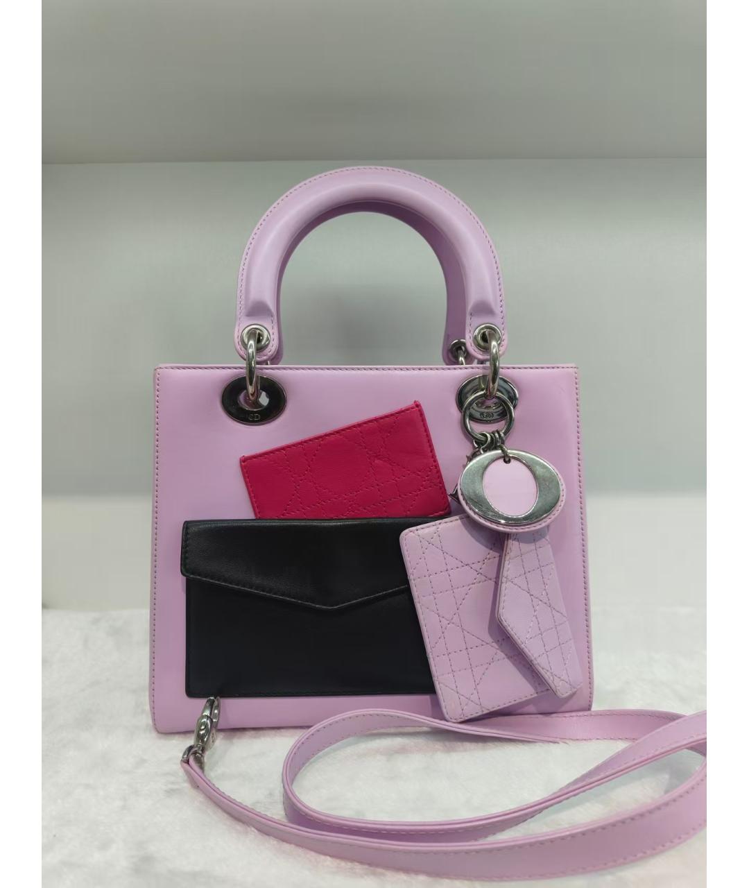 CHRISTIAN DIOR Розовая кожаная сумка через плечо, фото 3