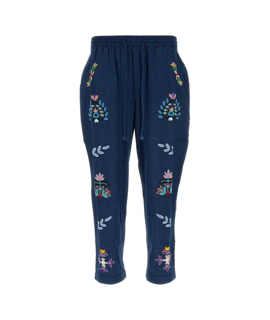 BAZISZT Синие хлопковые повседневные брюки, фото 1