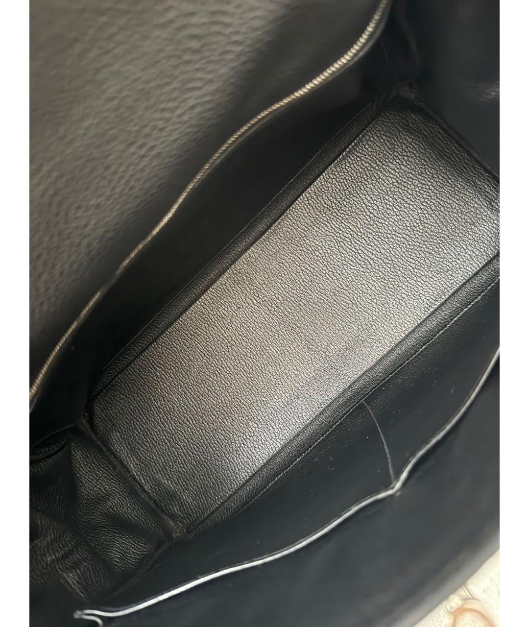 HERMES Черная кожаная сумка с короткими ручками, фото 4