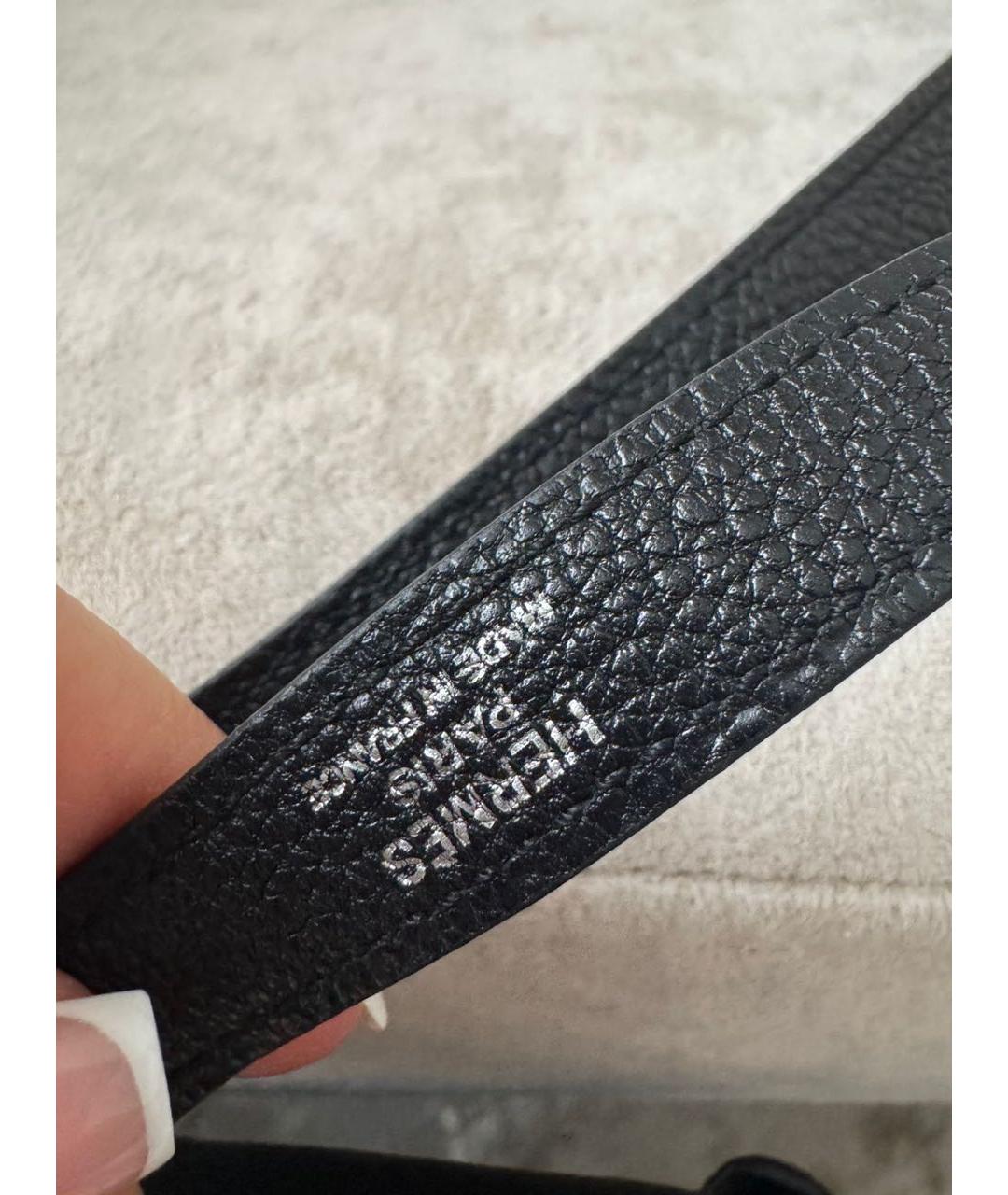 HERMES Черная кожаная сумка с короткими ручками, фото 6