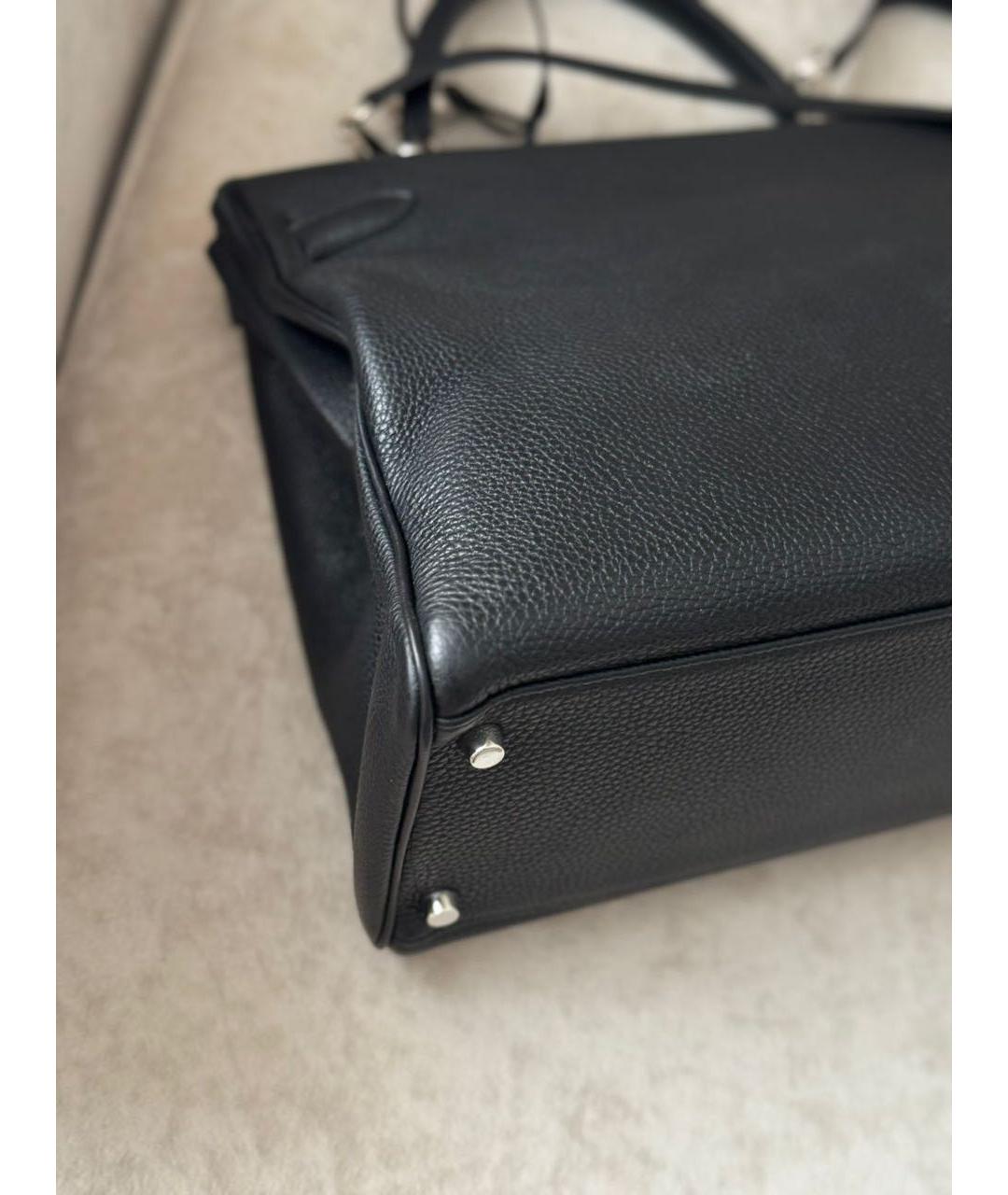 HERMES Черная кожаная сумка с короткими ручками, фото 2