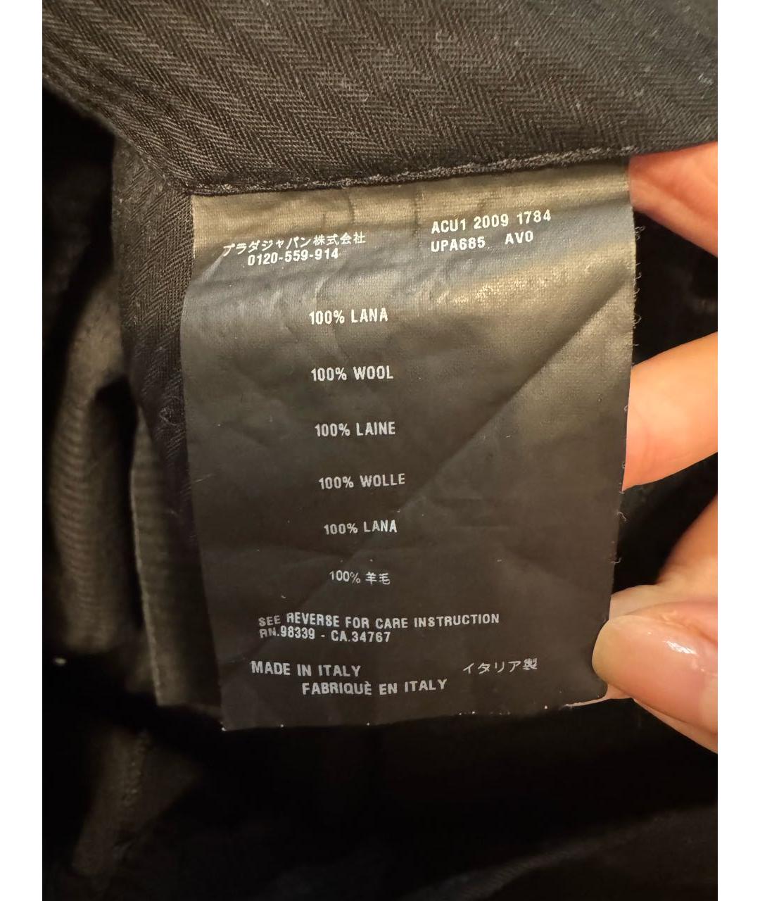 PRADA Черные шерстяные классические брюки, фото 4