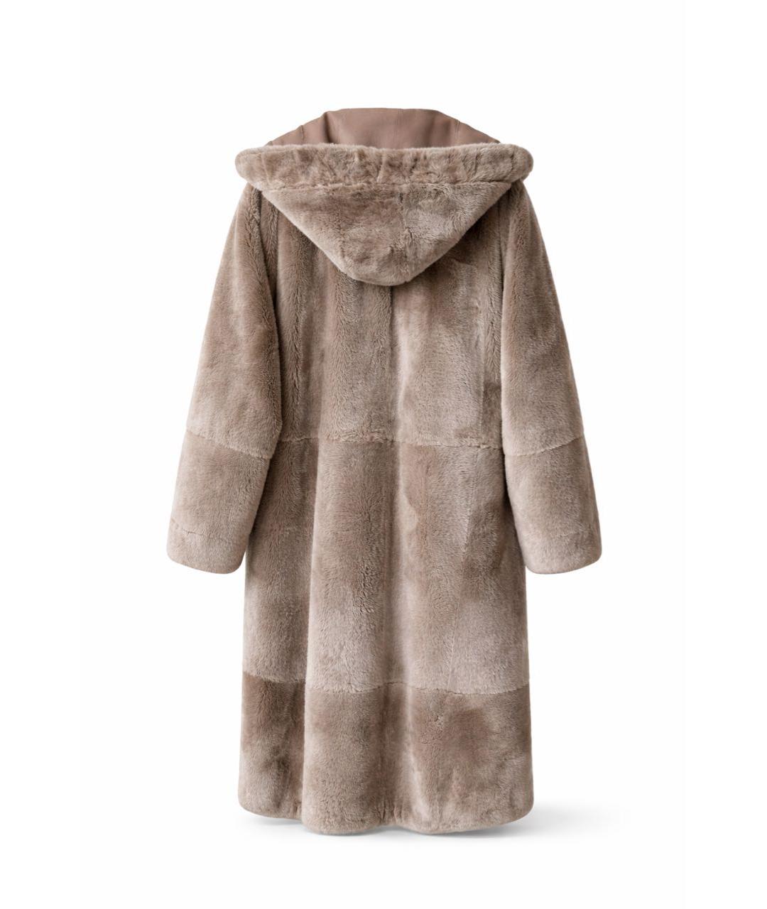 BRUNELLO CUCINELLI Коричневая меховая шуба, фото 2