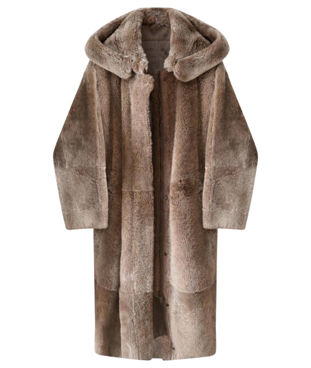 BRUNELLO CUCINELLI Коричневая меховая шуба, фото 1