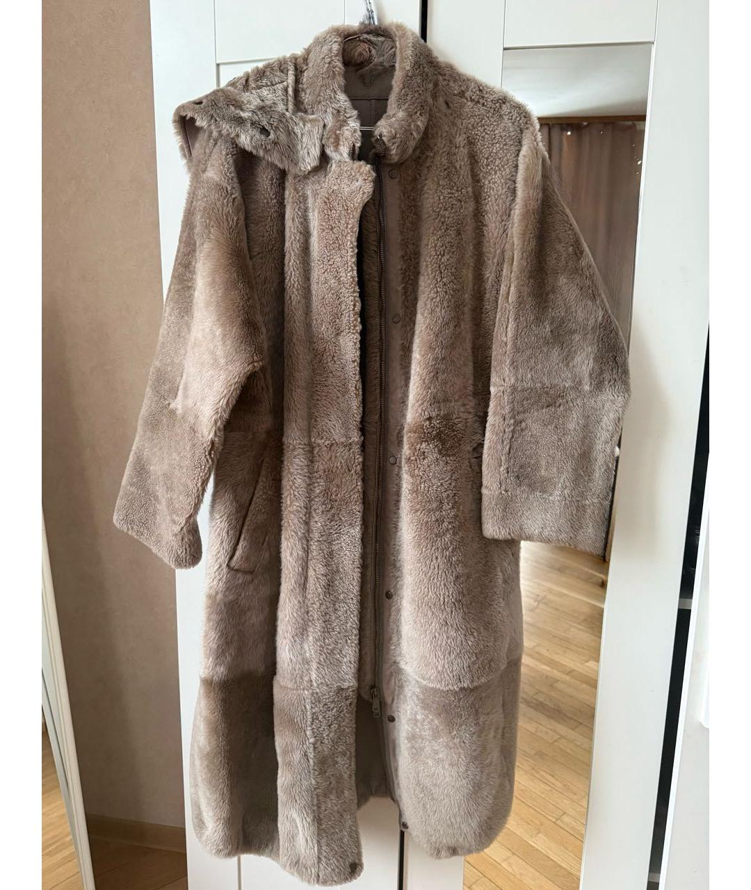 BRUNELLO CUCINELLI Коричневая меховая шуба, фото 4