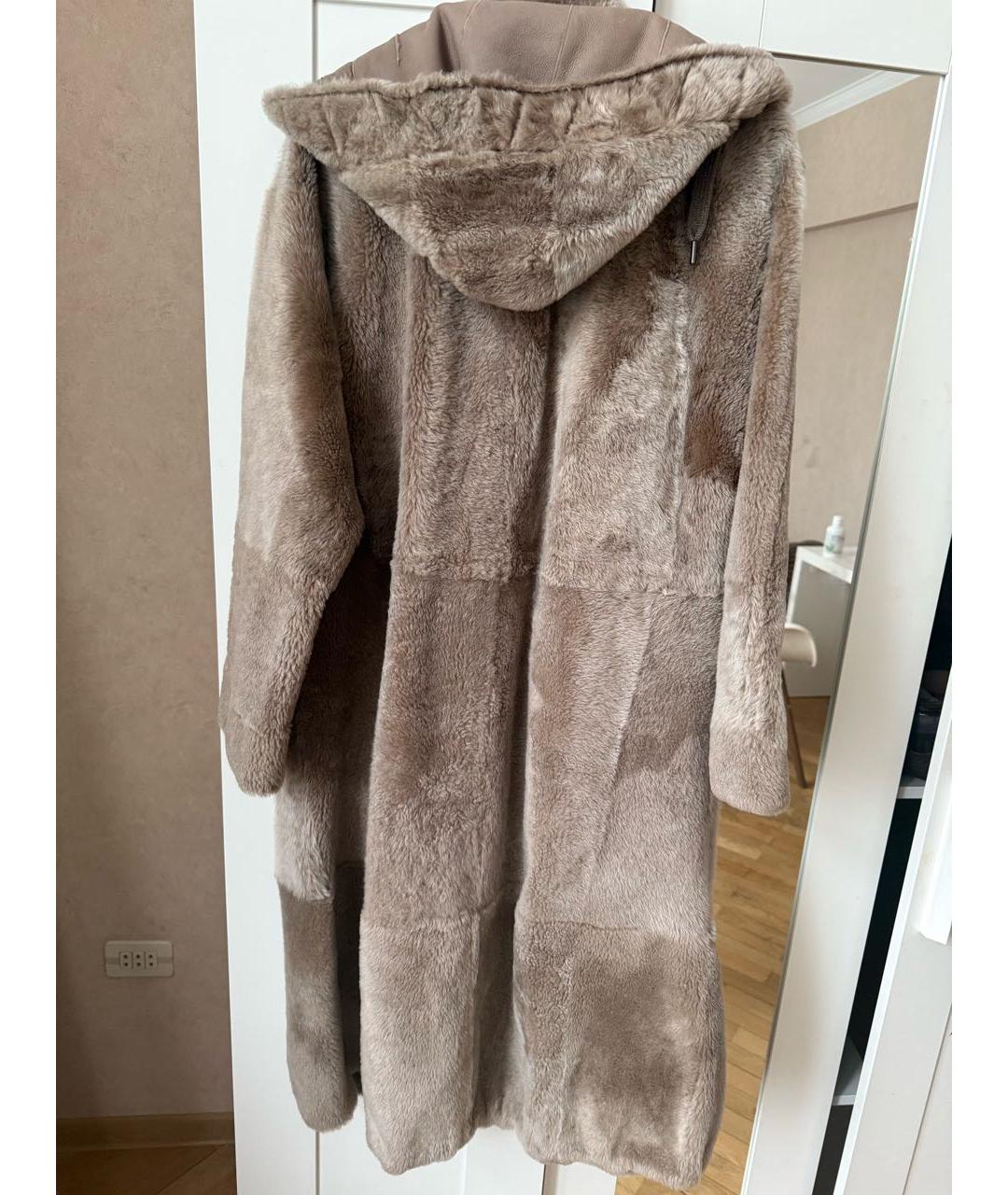 BRUNELLO CUCINELLI Коричневая меховая шуба, фото 3