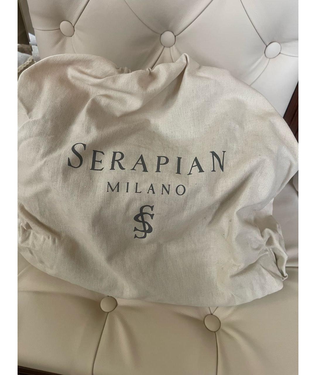 SERAPIAN Коричневая кожаная сумка с короткими ручками, фото 4