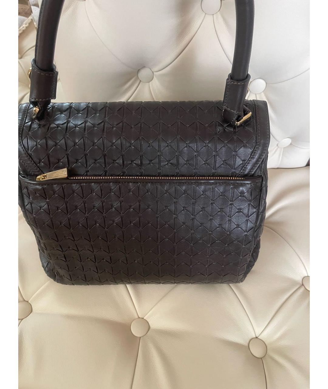 SERAPIAN Коричневая кожаная сумка с короткими ручками, фото 2