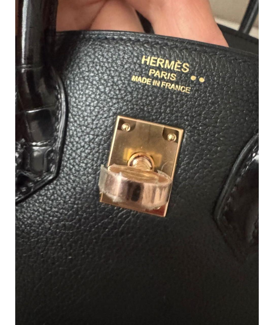 HERMES Черная кожаная сумка с короткими ручками, фото 5