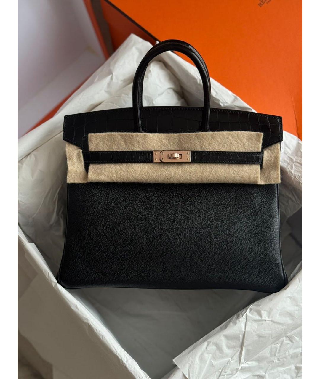 HERMES Черная кожаная сумка с короткими ручками, фото 9