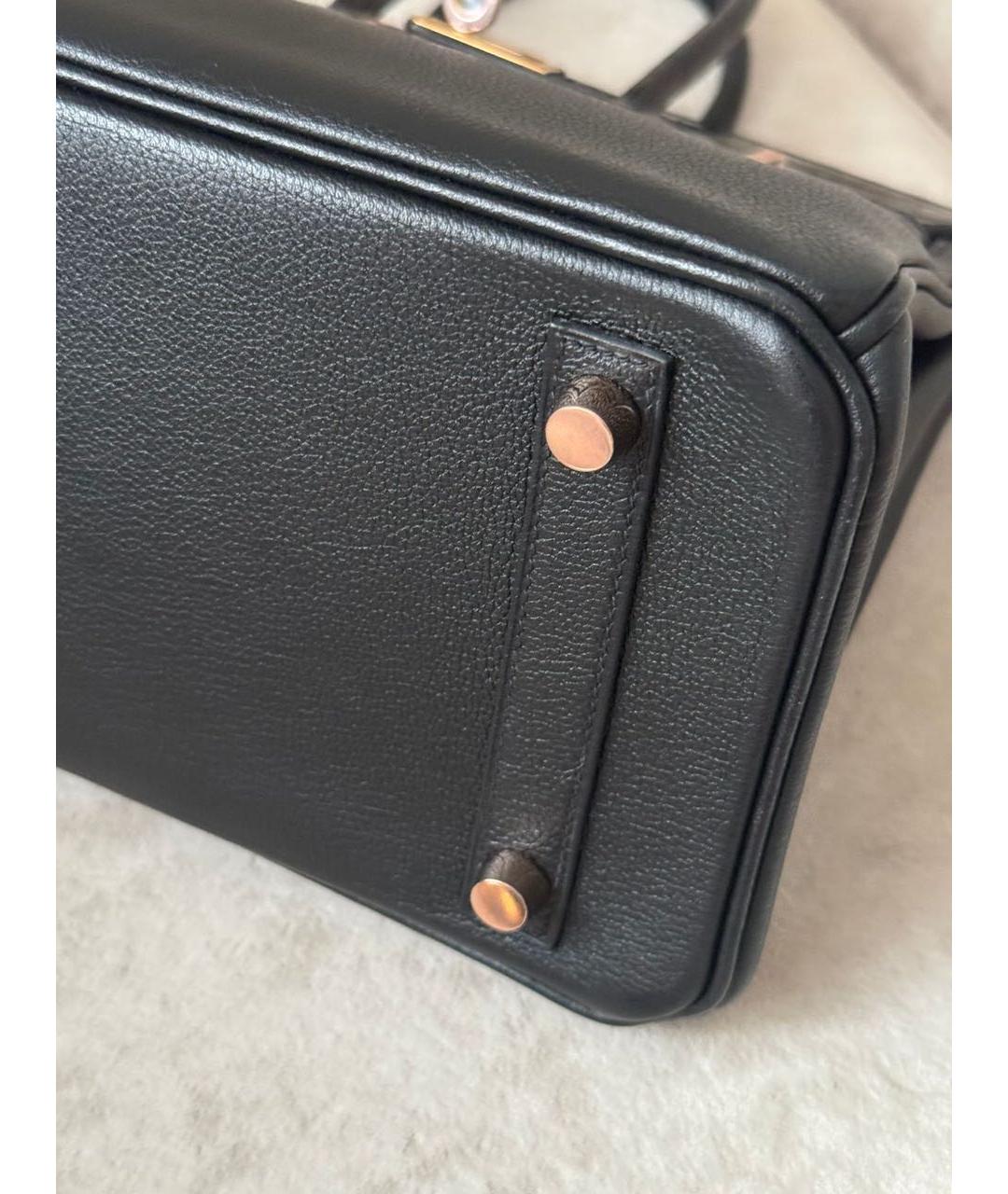 HERMES Черная кожаная сумка с короткими ручками, фото 7