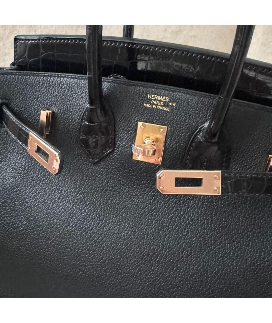 HERMES Черная кожаная сумка с короткими ручками, фото 6