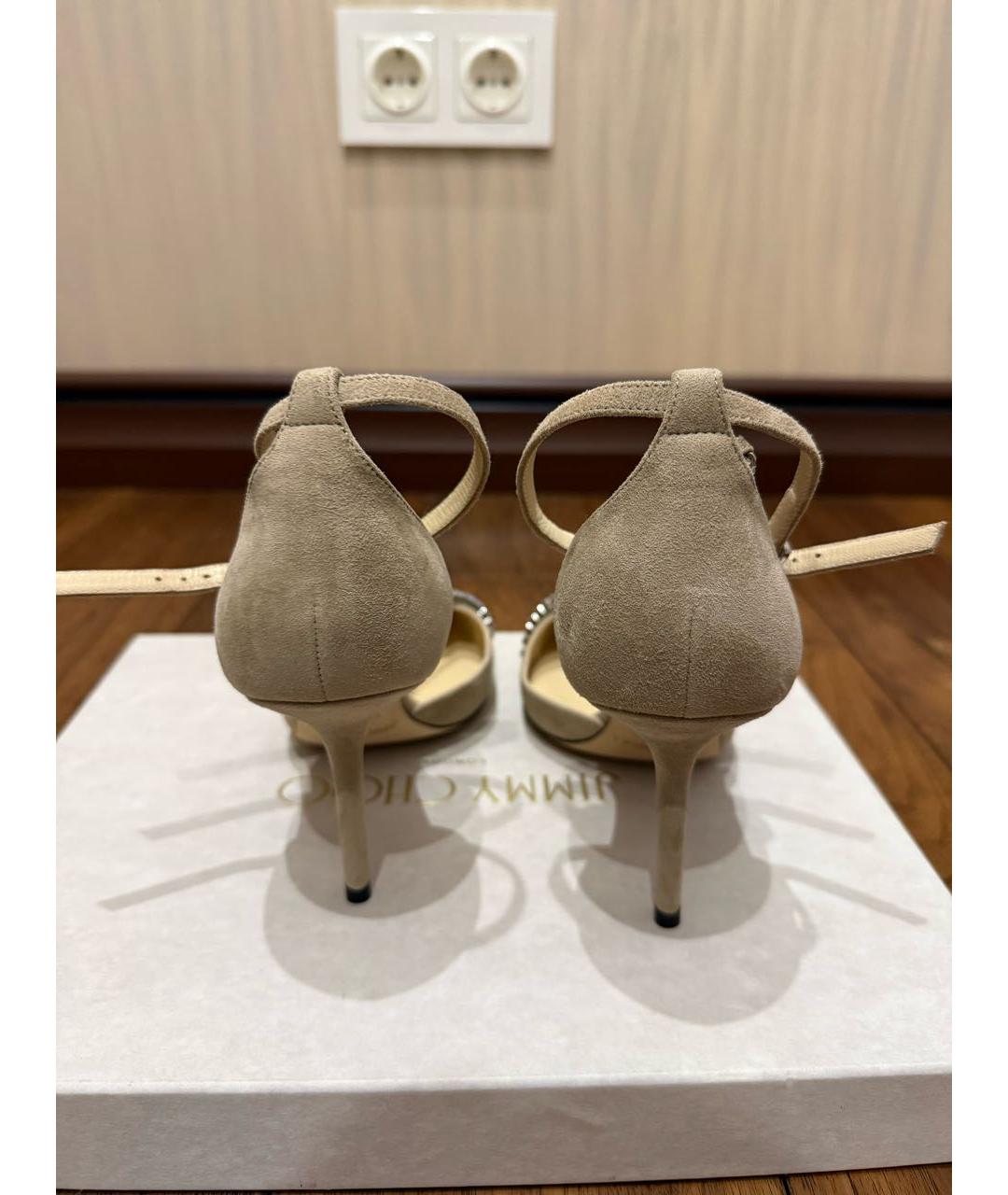 JIMMY CHOO Бежевые замшевые туфли, фото 4