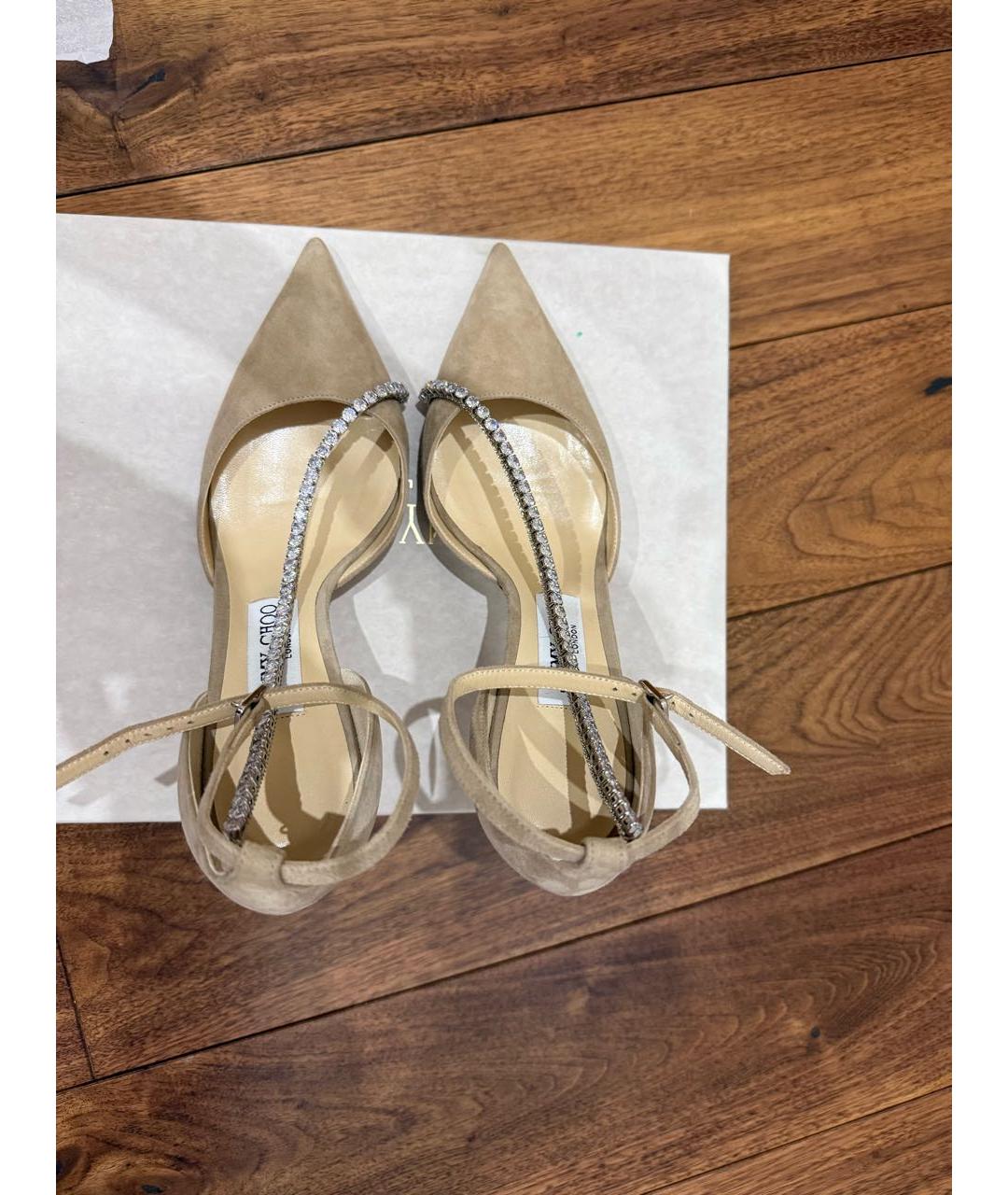 JIMMY CHOO Бежевые замшевые туфли, фото 3