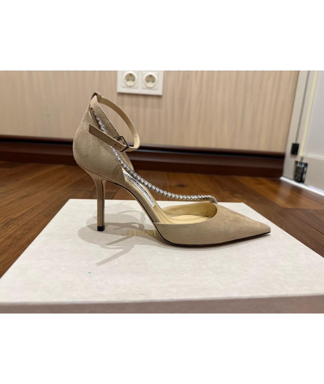 JIMMY CHOO Бежевые замшевые туфли, фото 5