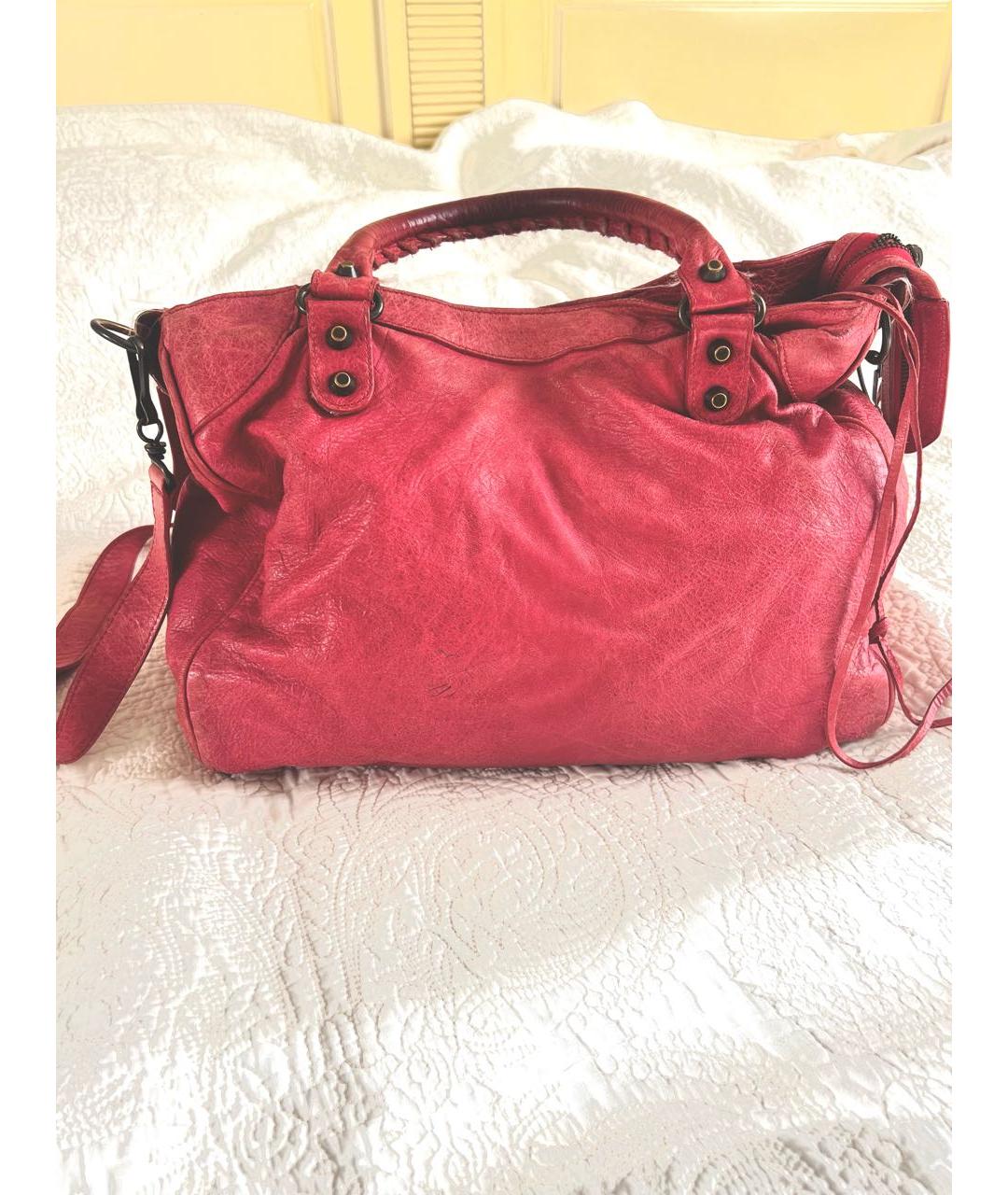 BALENCIAGA Красная кожаная сумка через плечо, фото 2