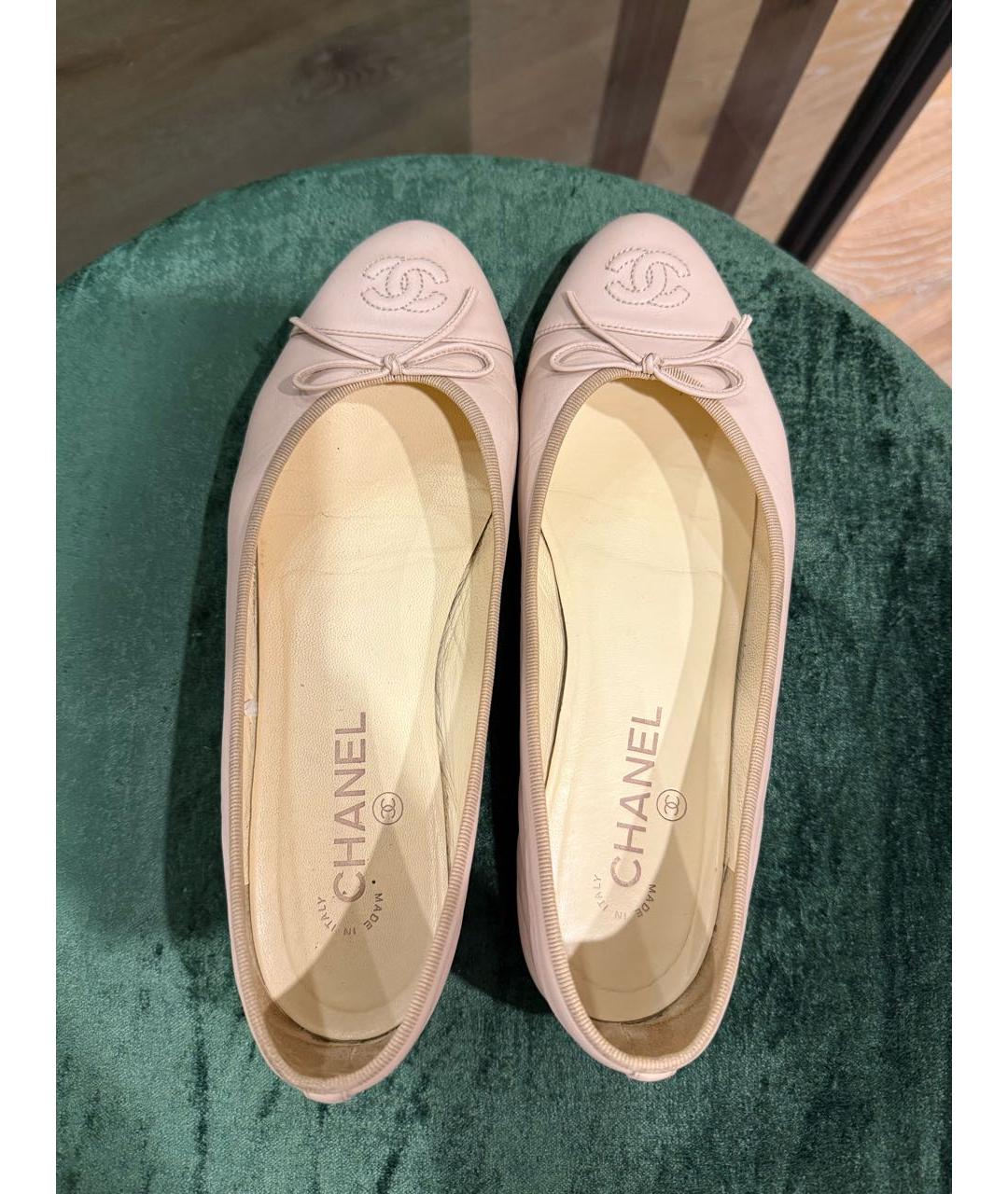 CHANEL Розовые кожаные балетки, фото 3