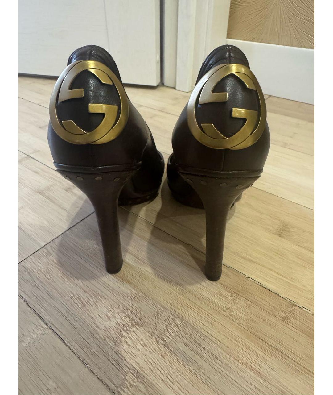 GUCCI Бордовые кожаные туфли, фото 4