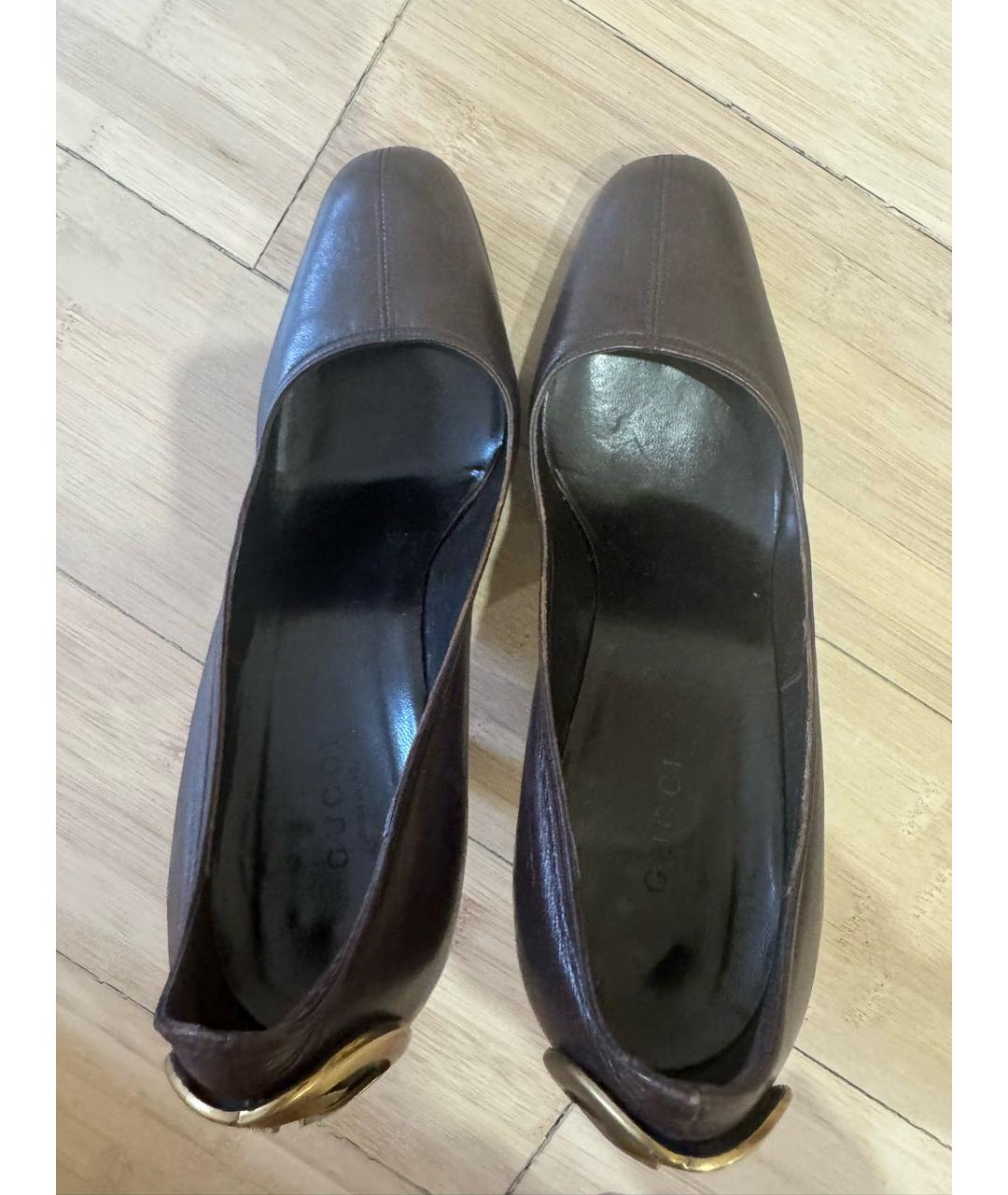 GUCCI Бордовые кожаные туфли, фото 3