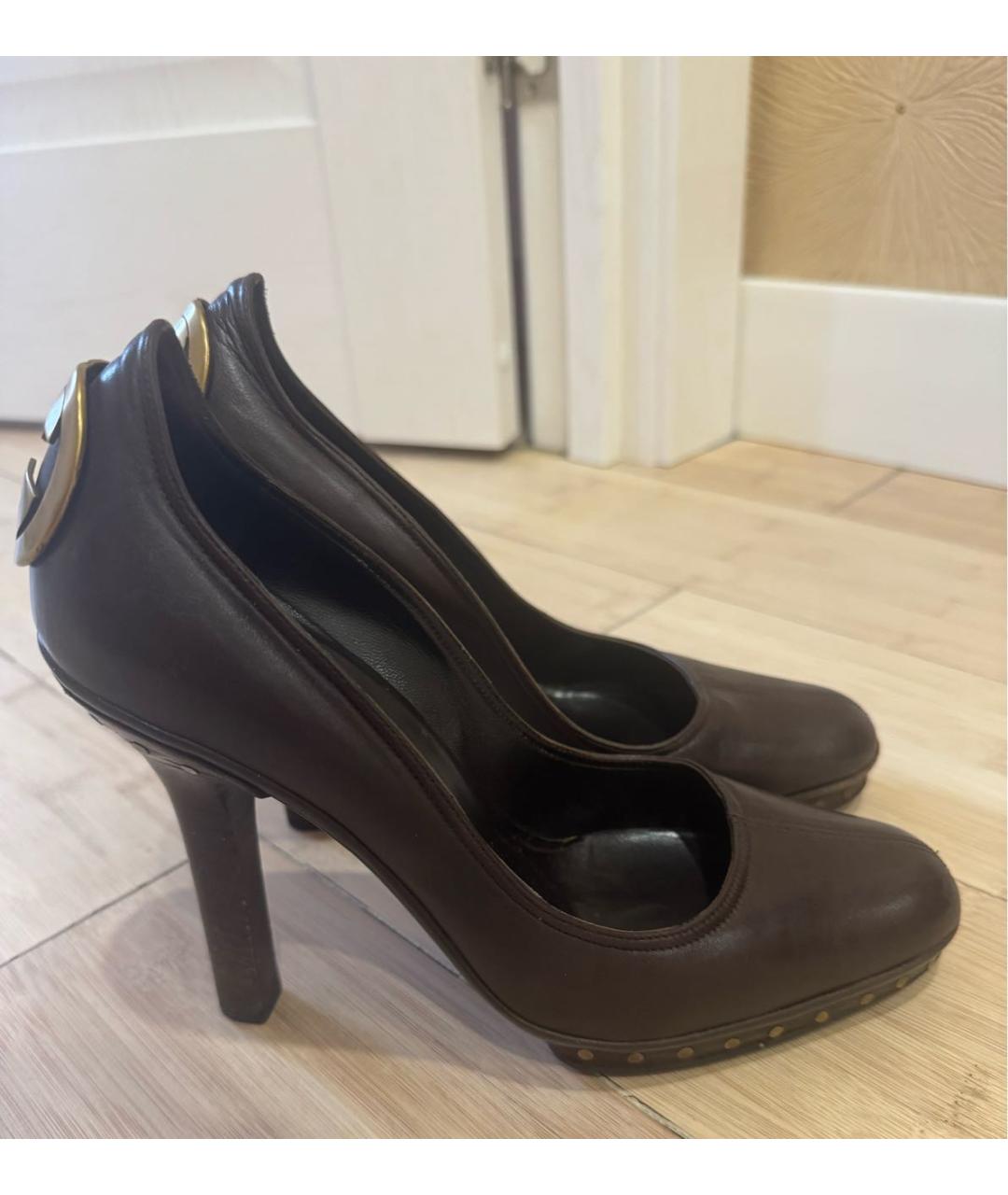 GUCCI Бордовые кожаные туфли, фото 8