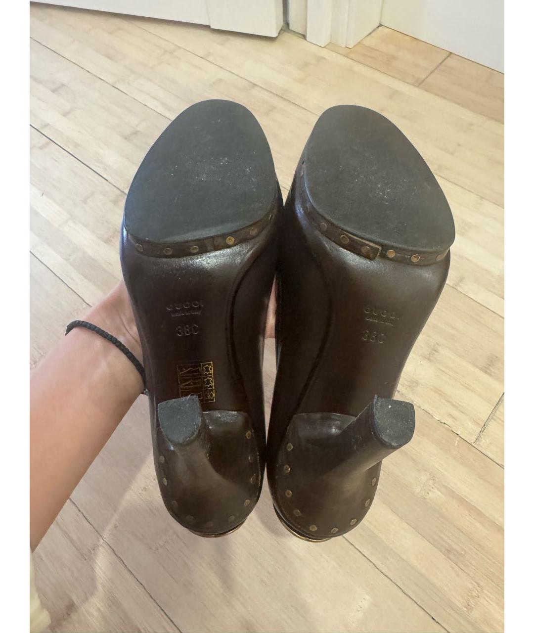 GUCCI Бордовые кожаные туфли, фото 5