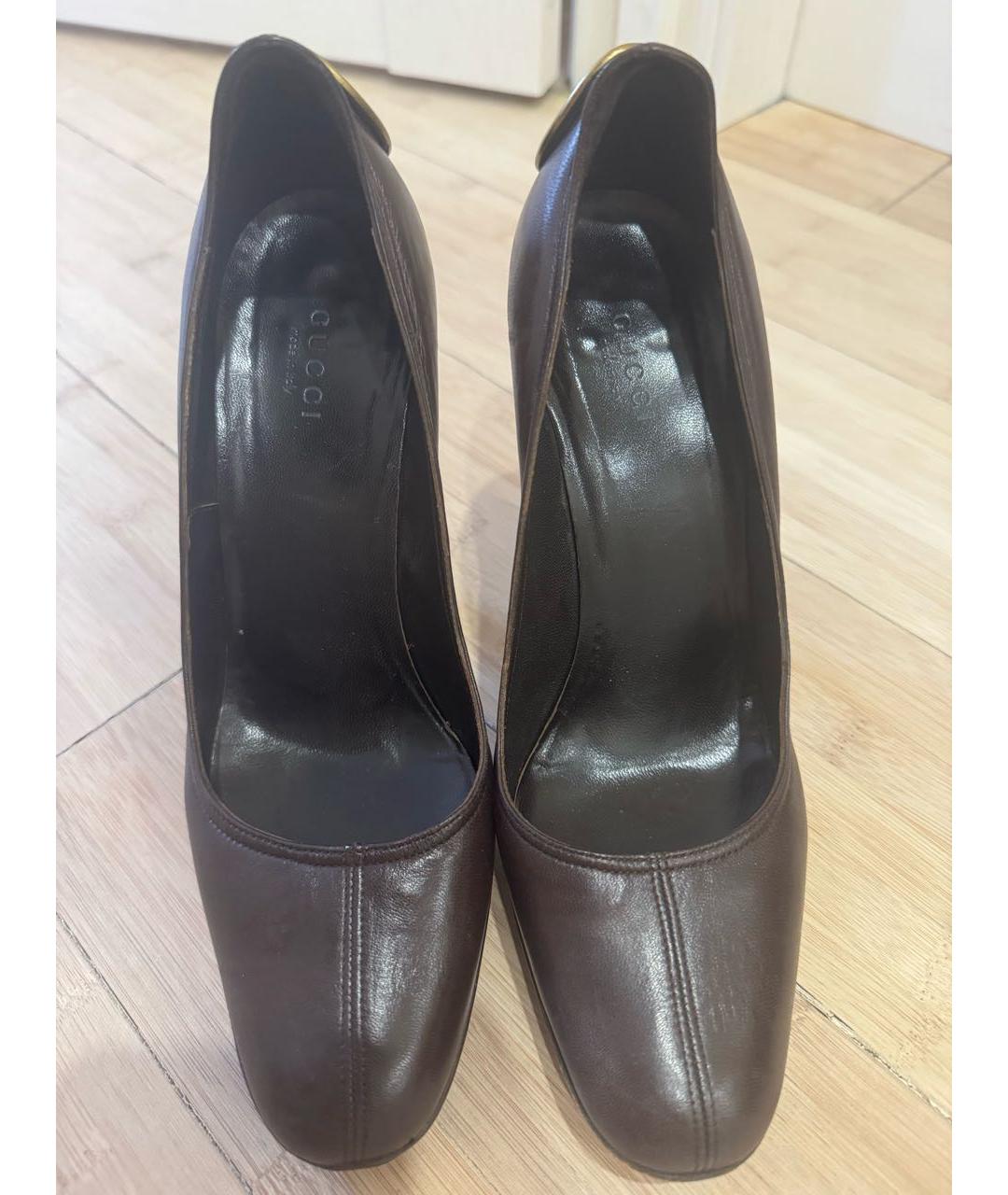 GUCCI Бордовые кожаные туфли, фото 2