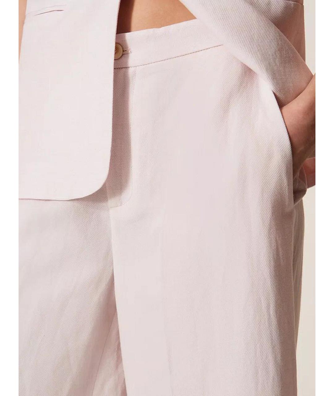 TWIN-SET Розовые льняные брюки широкие, фото 5