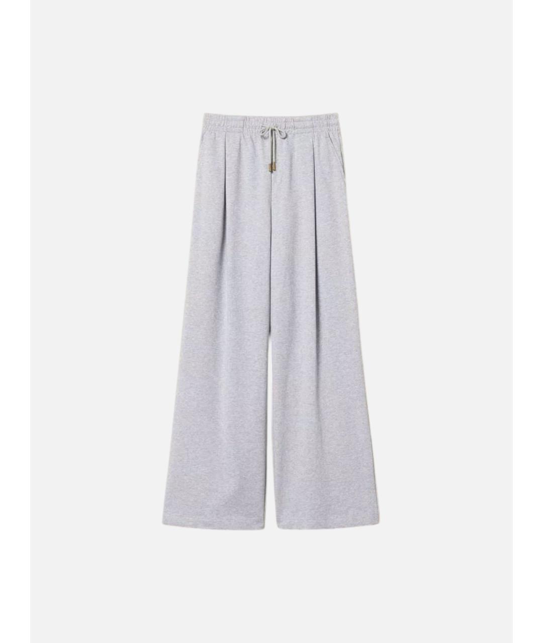 TWIN-SET Серые хлопковые прямые брюки, фото 6