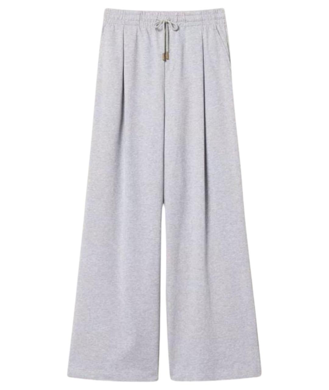 TWIN-SET Серые хлопковые прямые брюки, фото 1