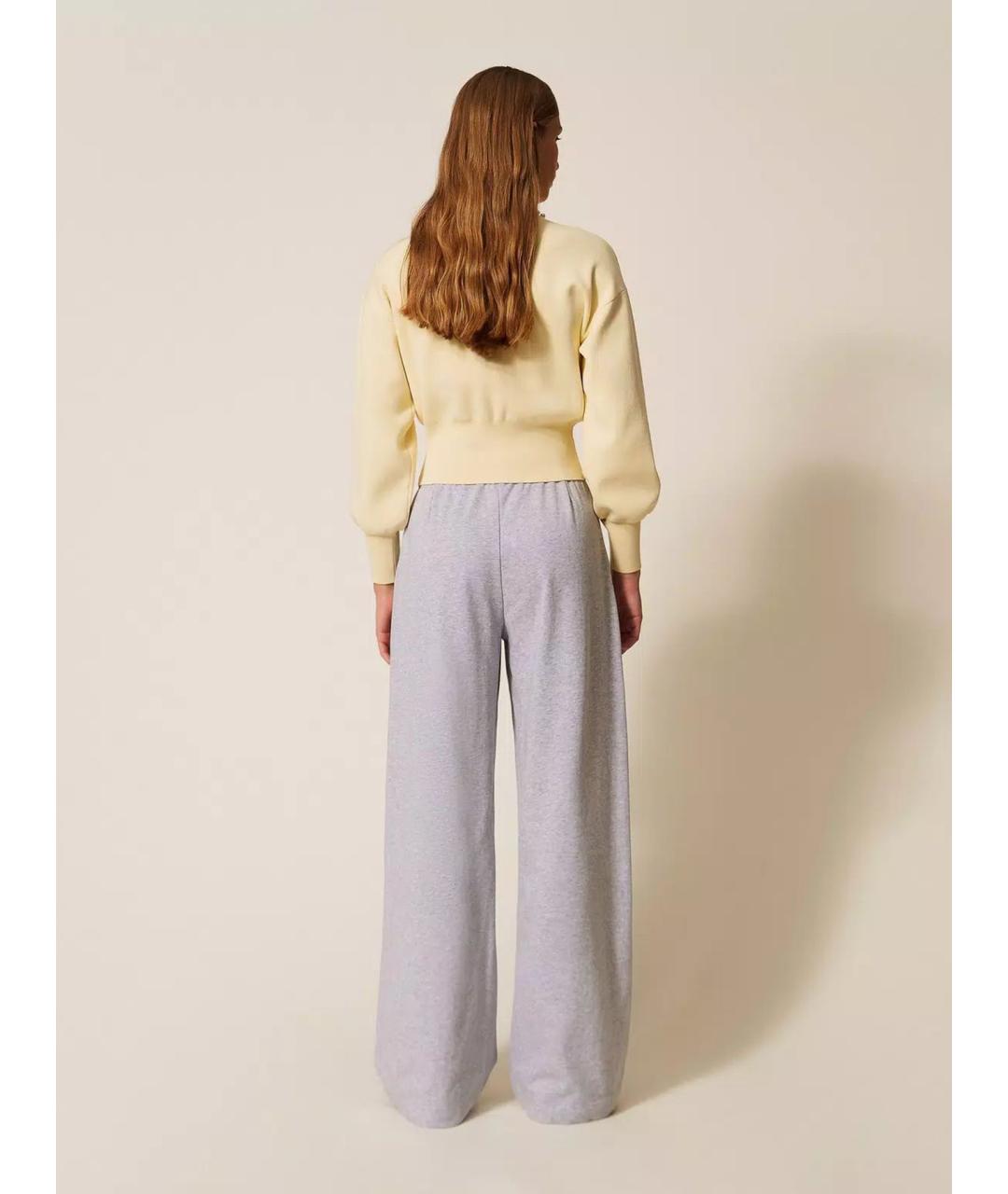 TWIN-SET Серые хлопковые прямые брюки, фото 4