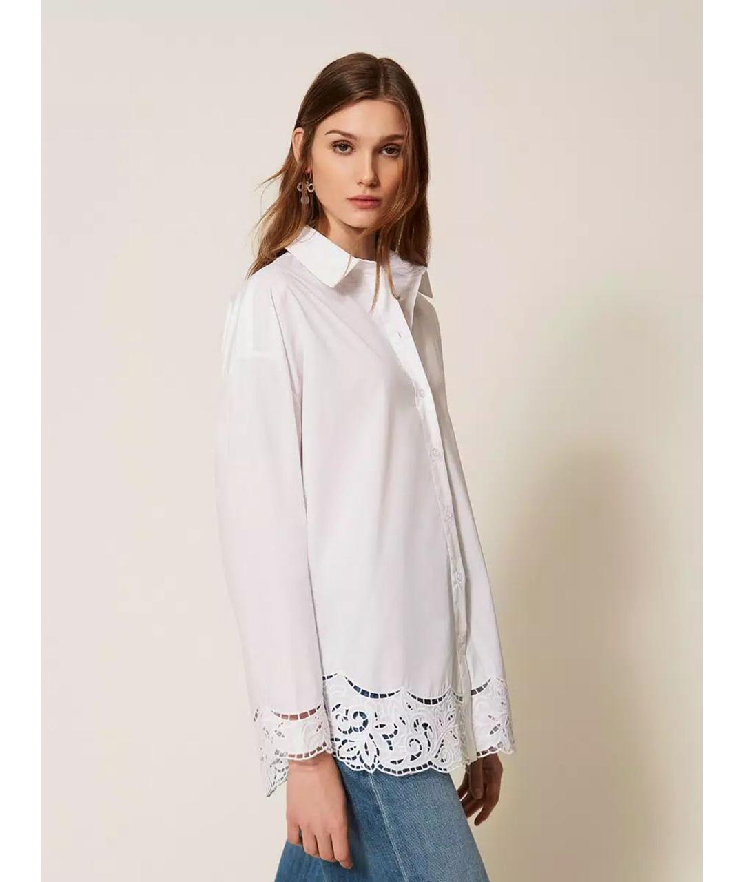 TWIN-SET Белая хлопковая рубашка, фото 3