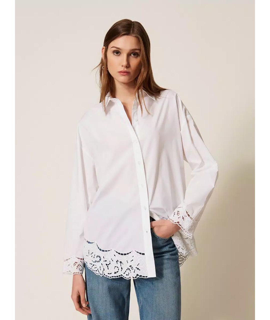 TWIN-SET Белая хлопковая рубашка, фото 2