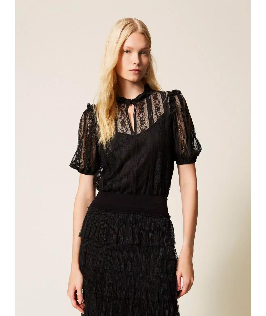TWIN-SET Черная полиамидовая блузы, фото 3