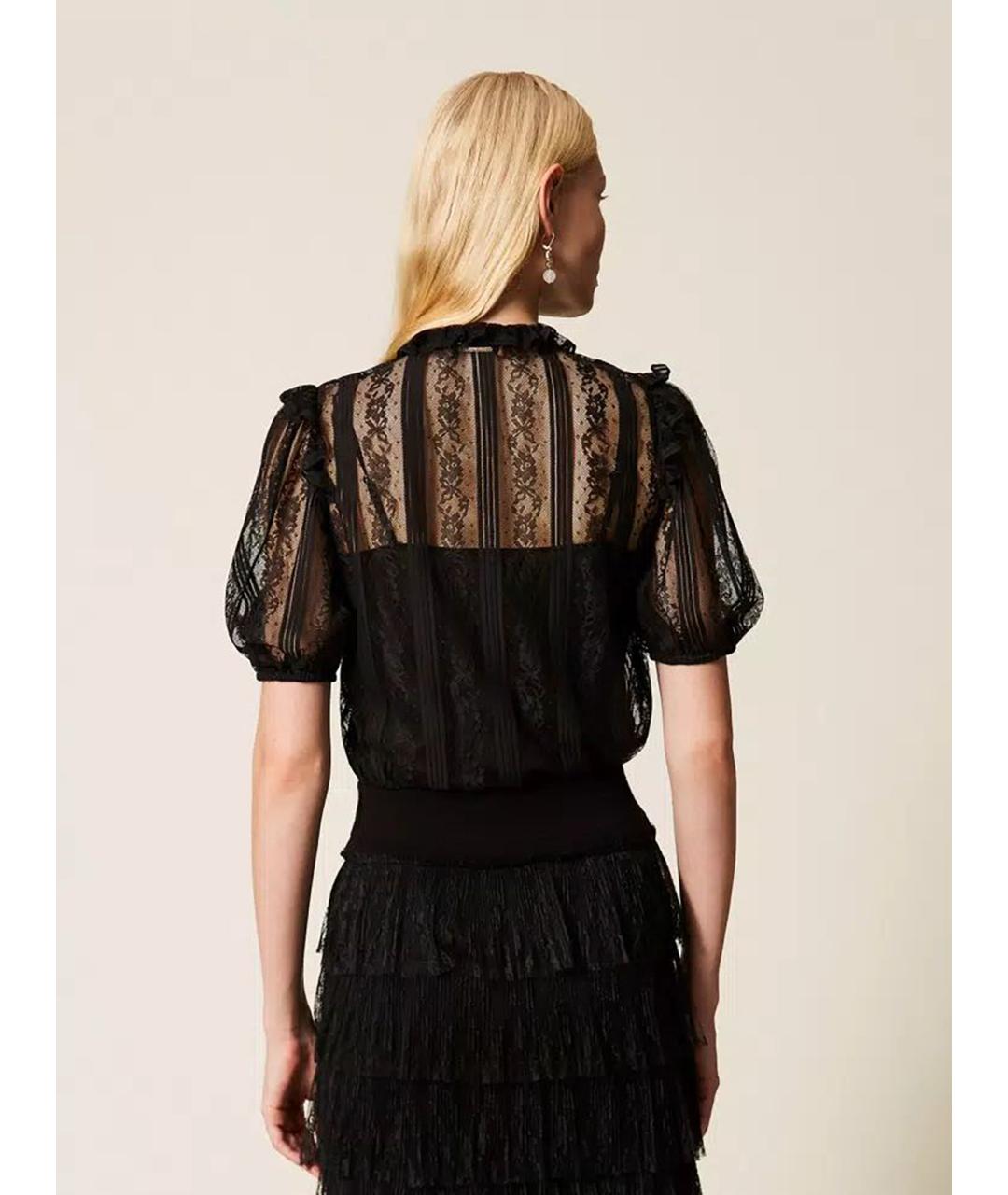 TWIN-SET Черная полиамидовая блузы, фото 5