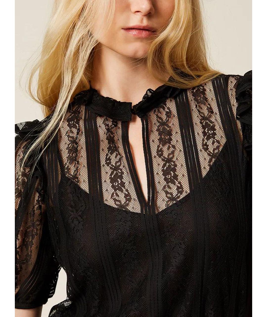 TWIN-SET Черная полиамидовая блузы, фото 7