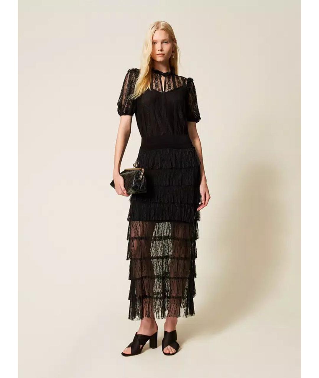 TWIN-SET Черная полиамидовая блузы, фото 2