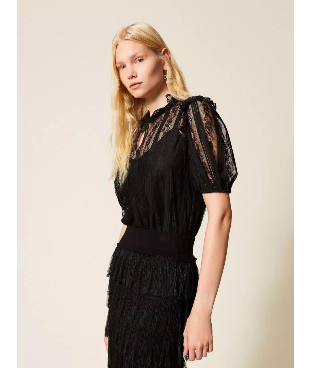 TWIN-SET Черная полиамидовая блузы, фото 4