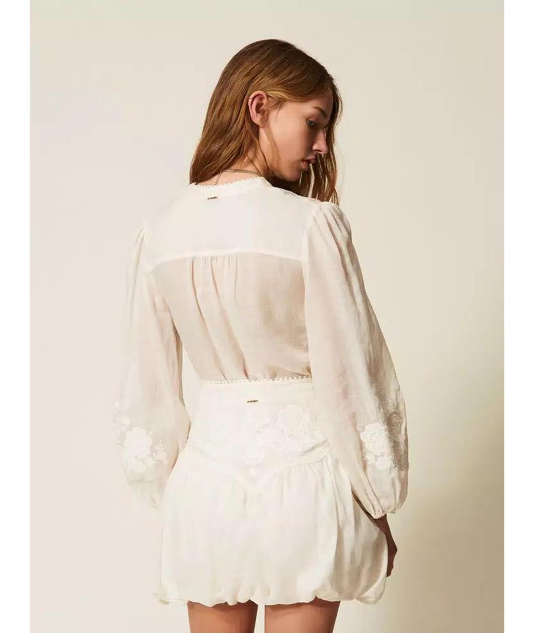 TWIN-SET Бежевая хлопковая юбка мини, фото 5